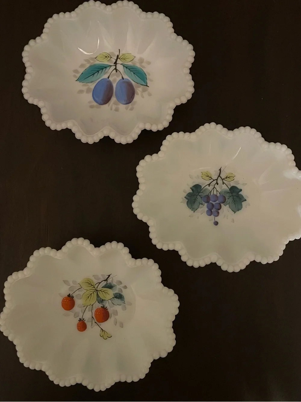 Westmoreland Beaded Edge Fluted Nappy dishes (3)
